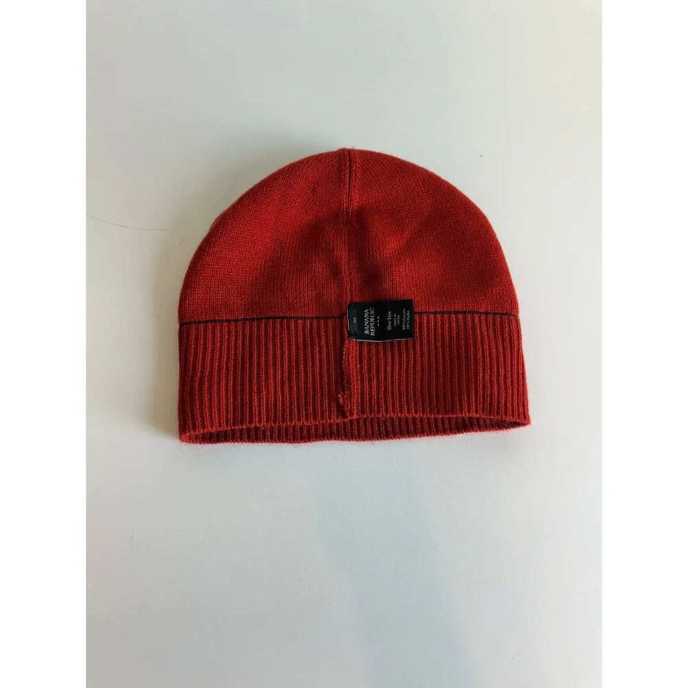 Banana Republic Reversible Beanie Hat Brown‎ Red Ribbed Knit One Size